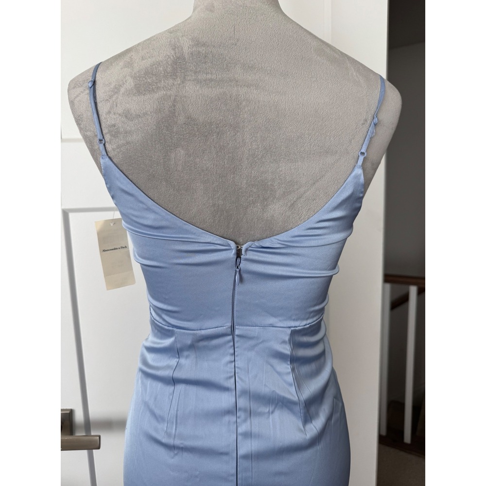 Abercrombie & Fitch Light Blue Satin Twist Front Midi Dress XXS NWT wedding - Picture 6 of 9